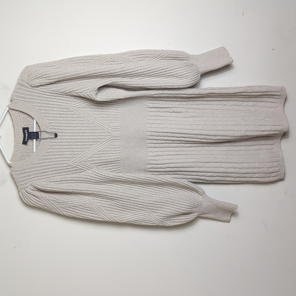 NWOT Chunky Nubby Knit Sweater Dress Balloon Sleeves